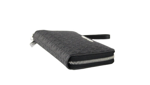 Michael Kors Jet Set Large Black Signature PVC Flat Multifunction Wrist Wallet